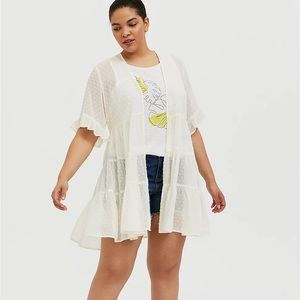 IVORY SWISS DOT TIERED KIMONO